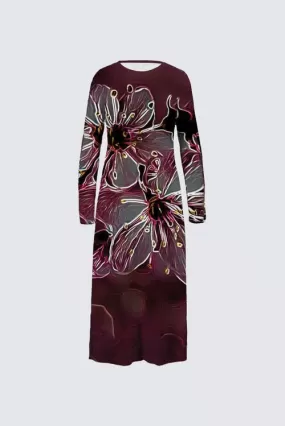 Floral Embosses: Pictorial Cherry Blossoms 01-04 Designer Daniela Maxi Dress