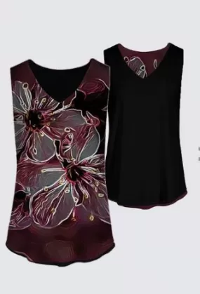 Floral Embosses: Pictorial Cherry Blossoms 01-04 Designer Kaplan Sleeveless Tee