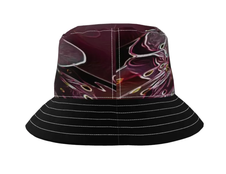 Floral Embosses: Pictorial Cherry Blossoms 01-04 Designer Modern Brim Bucket Hat