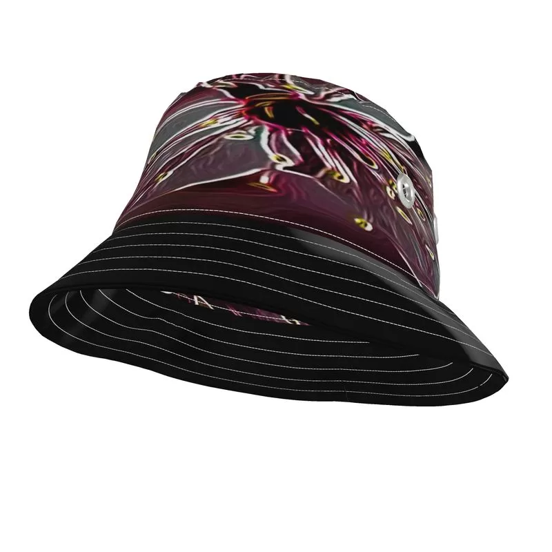 Floral Embosses: Pictorial Cherry Blossoms 01-04 Designer Modern Brim Bucket Hat