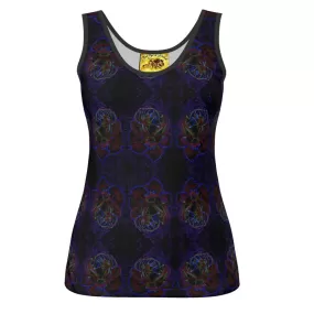 Floral Embosses: Roses 01 Patterned Ladies Designer Scoop Neck Tank Top