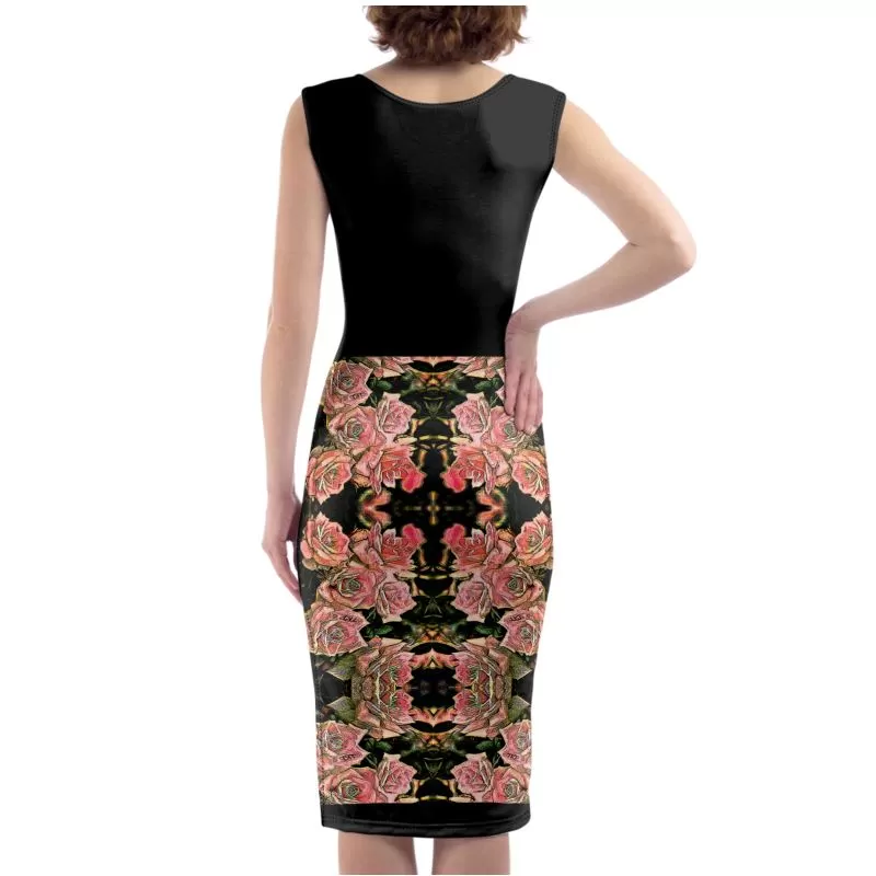 Floral Embosses: Roses 06-01 Designer Bodycon Midi Dress