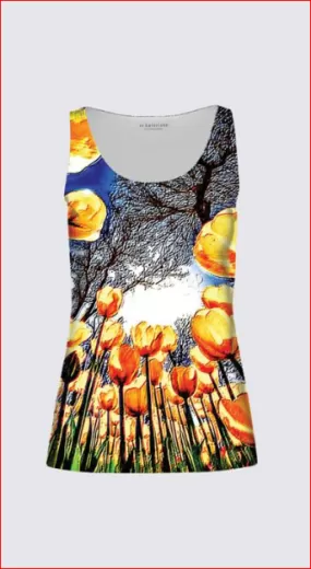 Floral Embosses: Tulip Daydream 01 Designer Tilda Sleeveless Tee