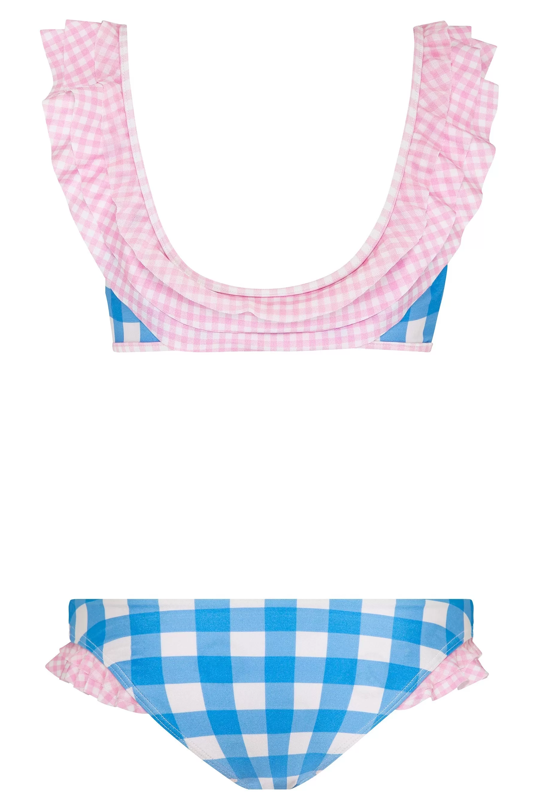 Gingham Ruffle Tie Front Bikini Bottoms