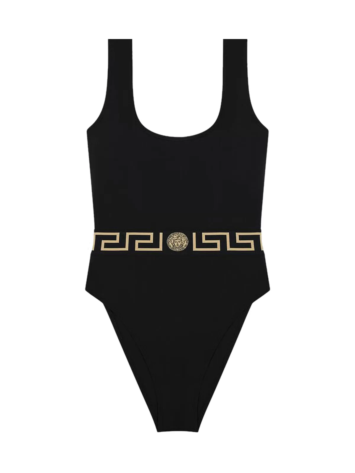 Greca-print two-tone swimsuit