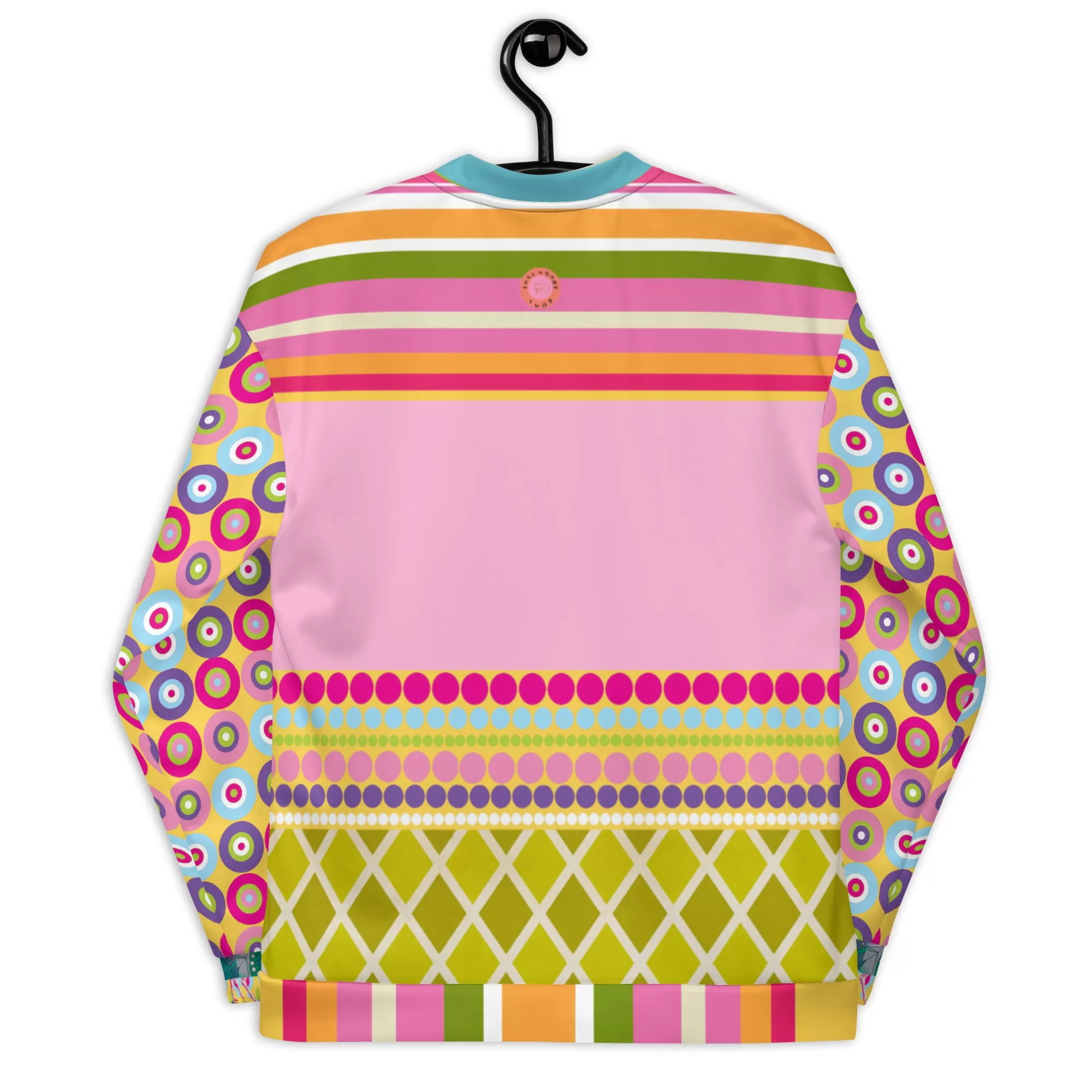 Hello Janis! Pink Patchwork Unisex Bomber Jacket