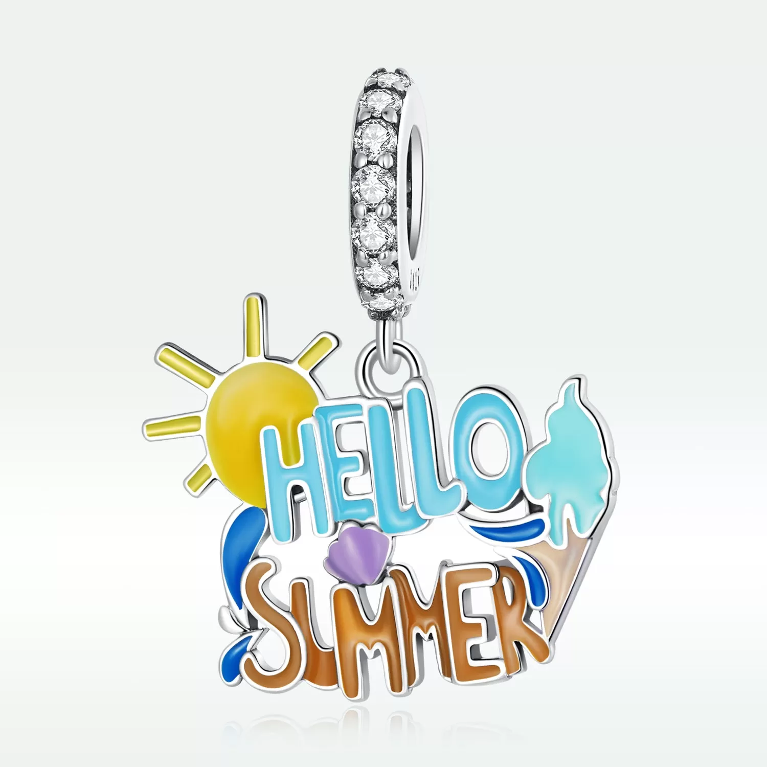 Hello Summer Enamel Charm 925 Sterling Silver