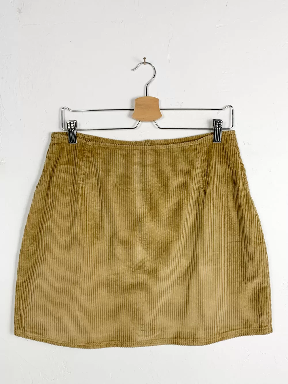 HWY290 Tan Corduroy Button Up Mini Skirt