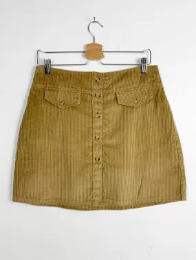 HWY290 Tan Corduroy Button Up Mini Skirt