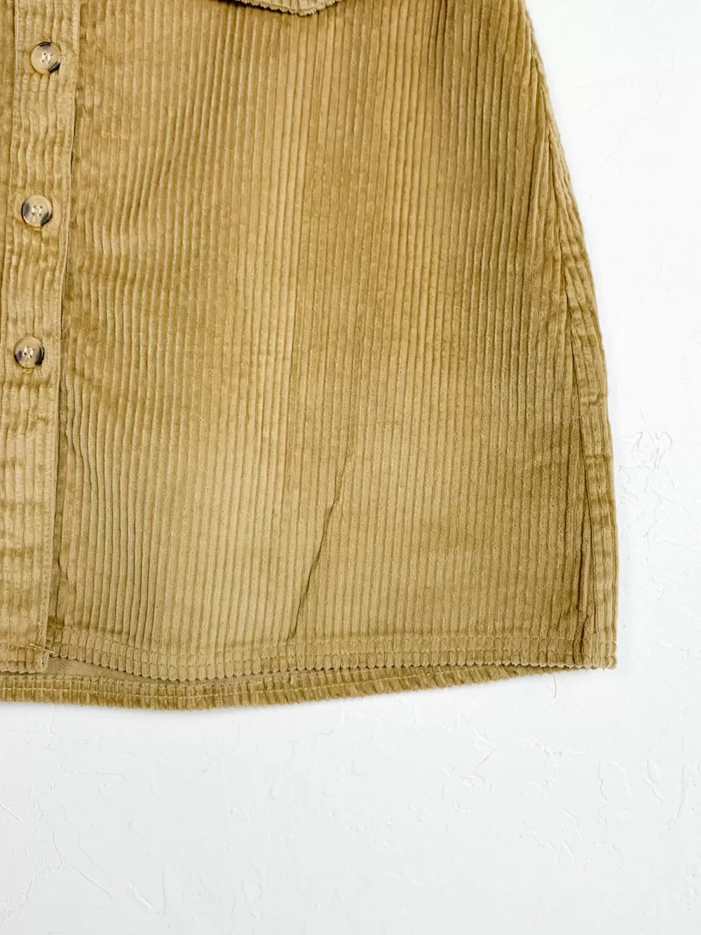 HWY290 Tan Corduroy Button Up Mini Skirt