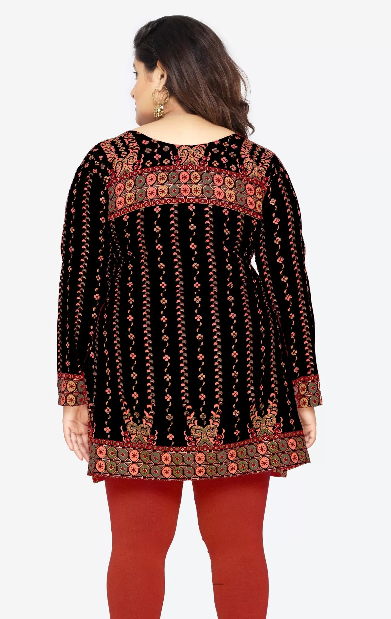 India Tunic Top Kurti Womens Printed Plus Size Indian Clothes (Black)