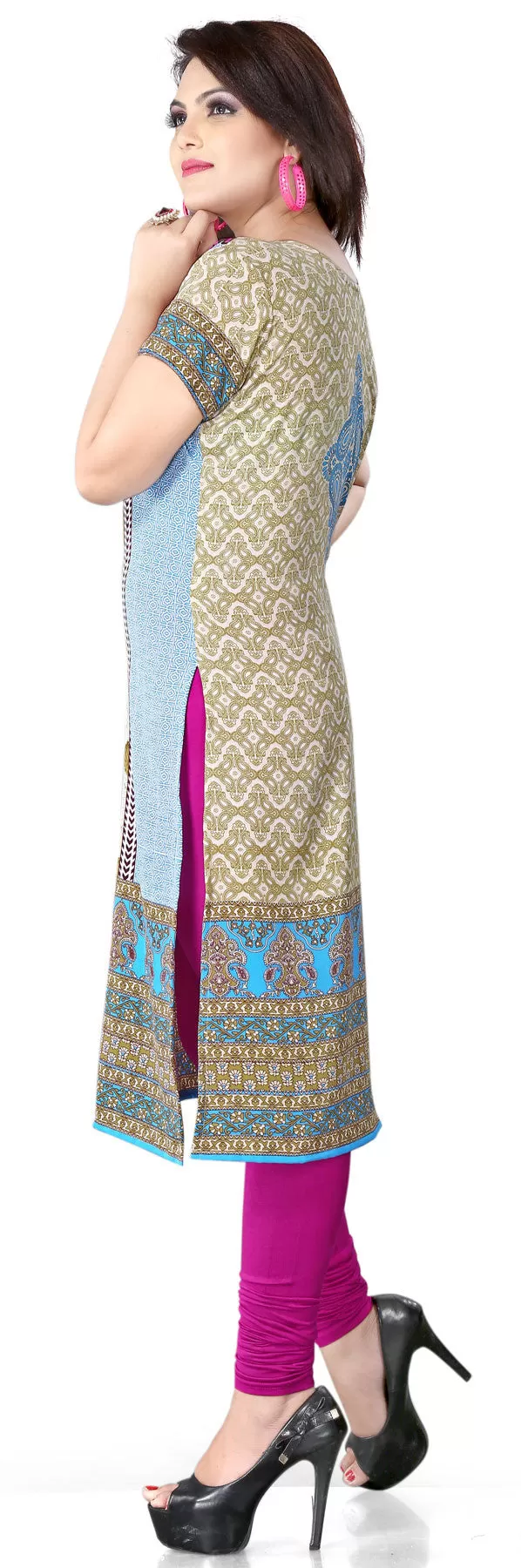 India Tunic Top Long  Kurti Womens Printed Indian Clothing (Magenta)