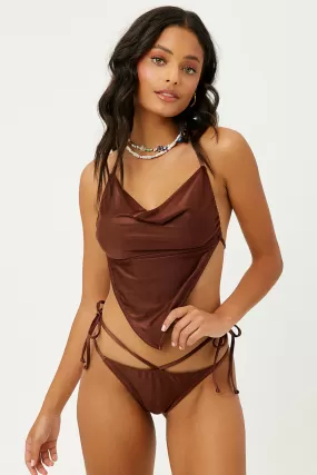 Indy Satin Halter Bikini Top - Bambi