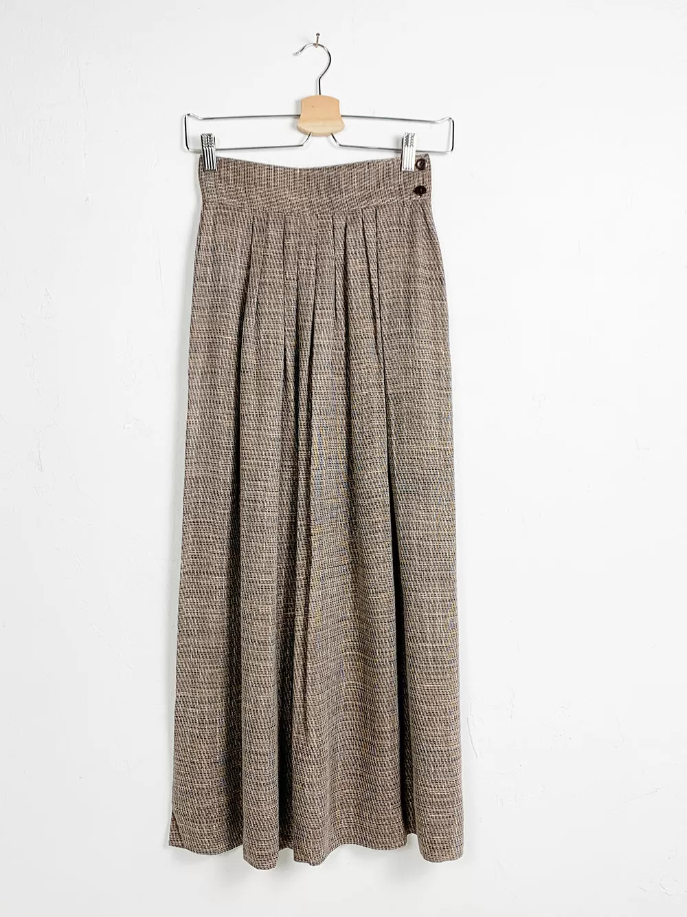 Jaeger Brown Tweed Pleated Skirt