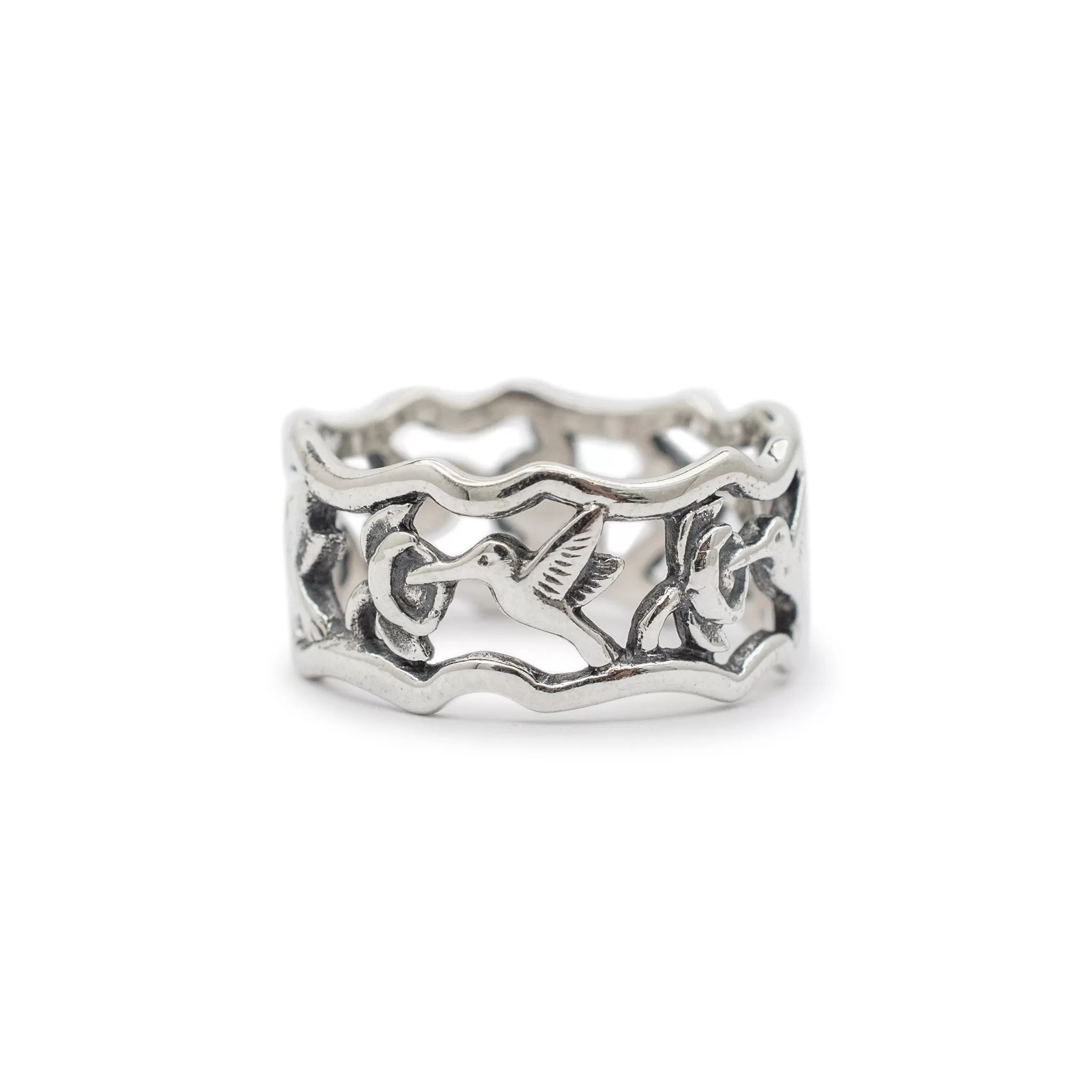 James Avery 925 Sterling Silver Retired Humming Bird Eternity Cocktail Ring