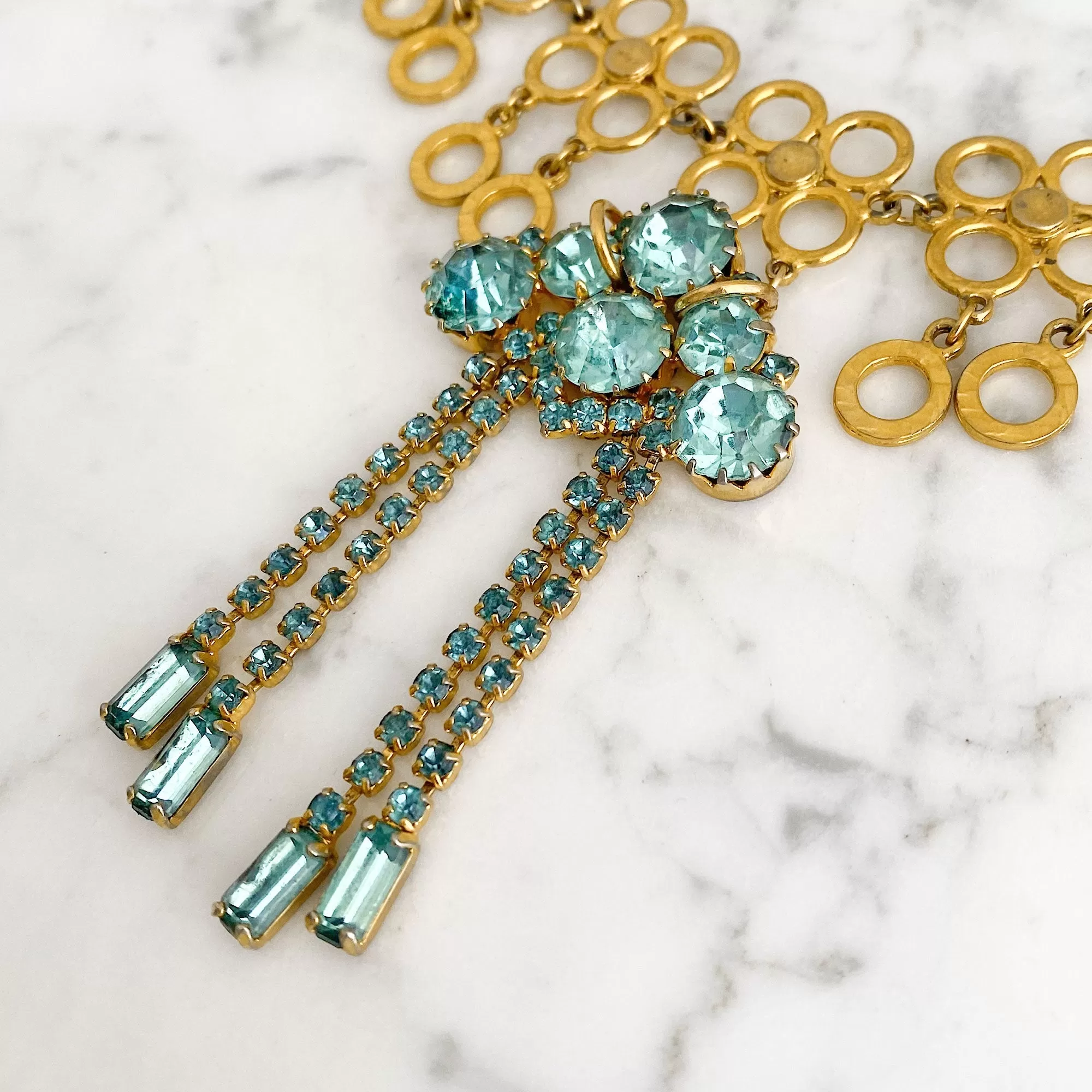 JANEY teal and gold choker necklace