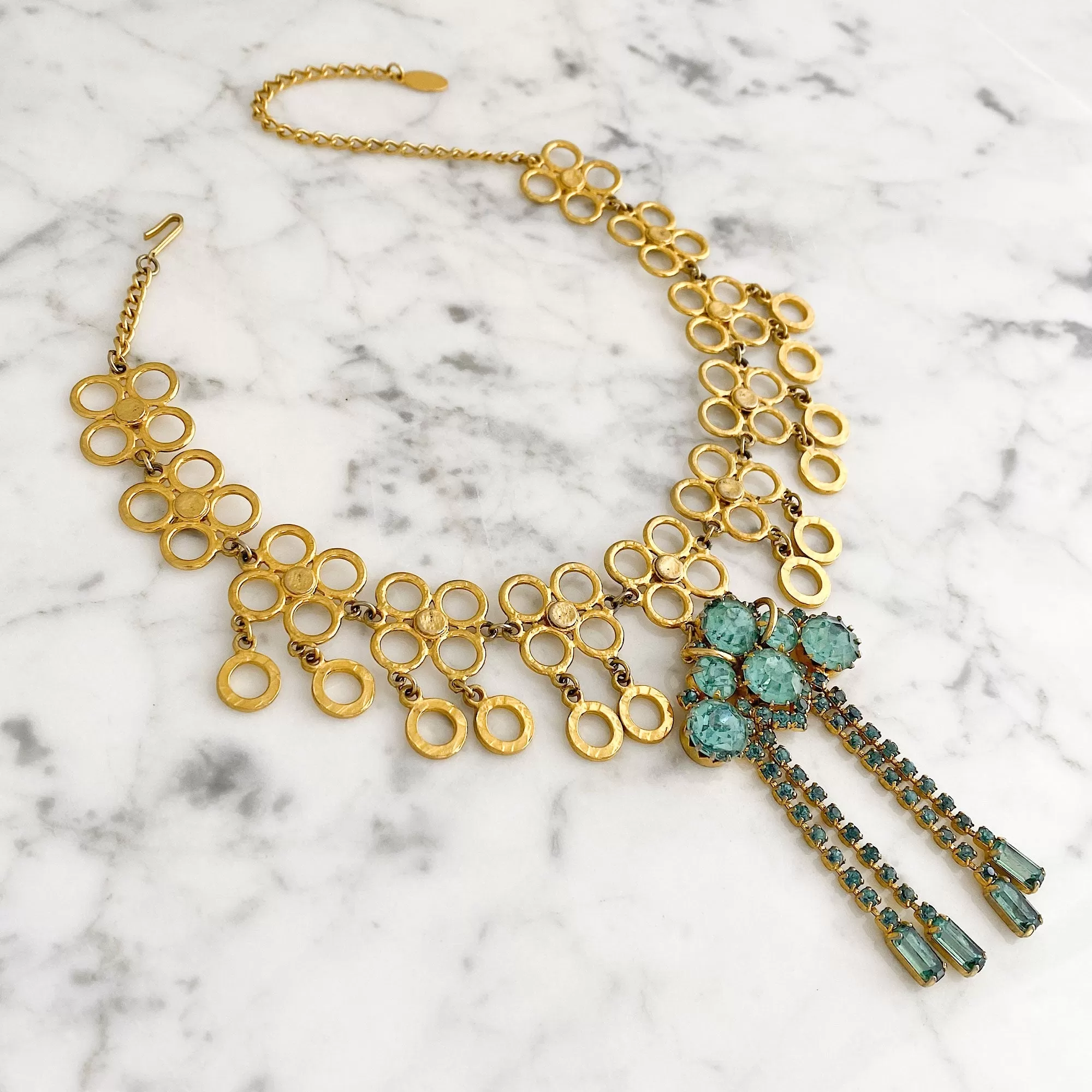 JANEY teal and gold choker necklace