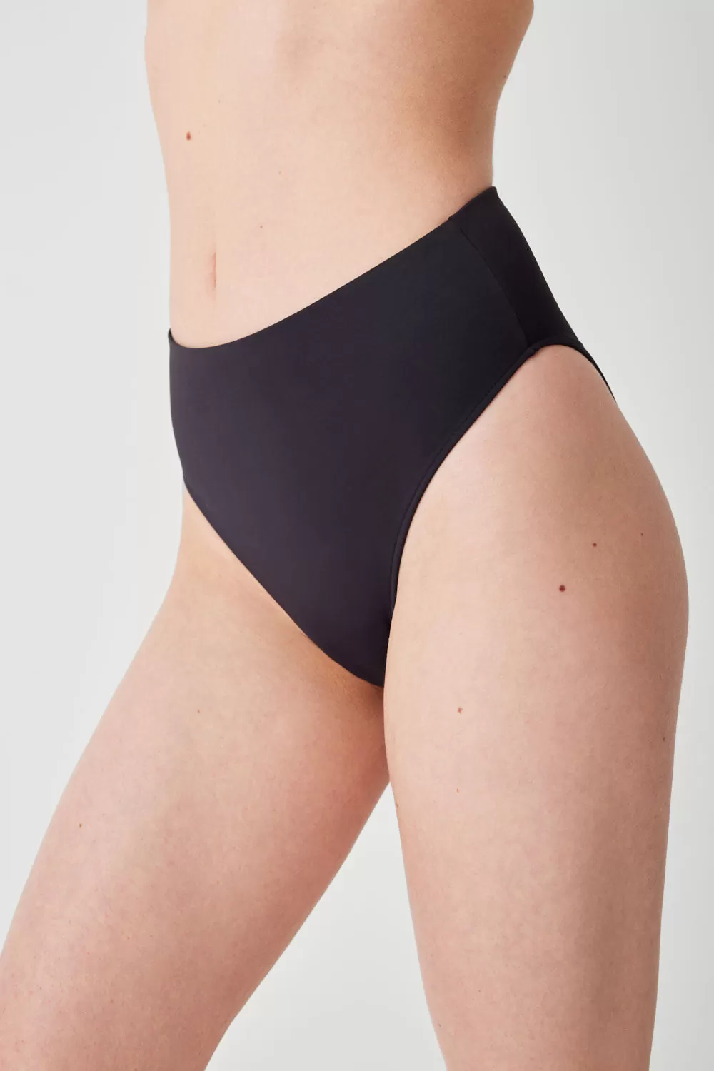 Jenna High Waist Bikini Bottom - Black