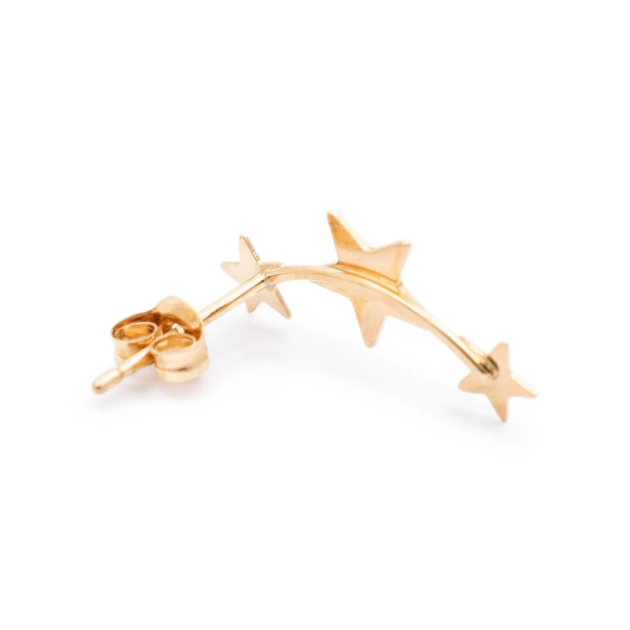 Ladies 10K Yellow Gold Three Star Stud Earrings