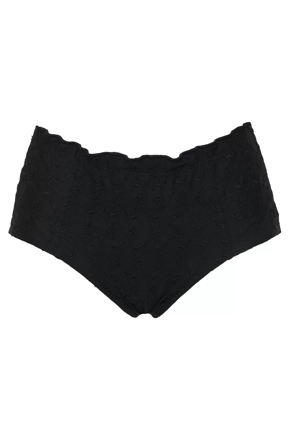 Lisa Eyelet Full Coverage Bikini Bottom - Black