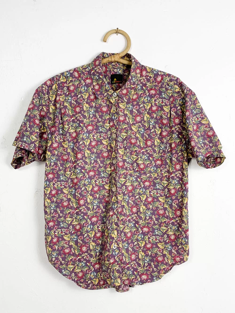 LizSport Purple Floral Cotton Button Up