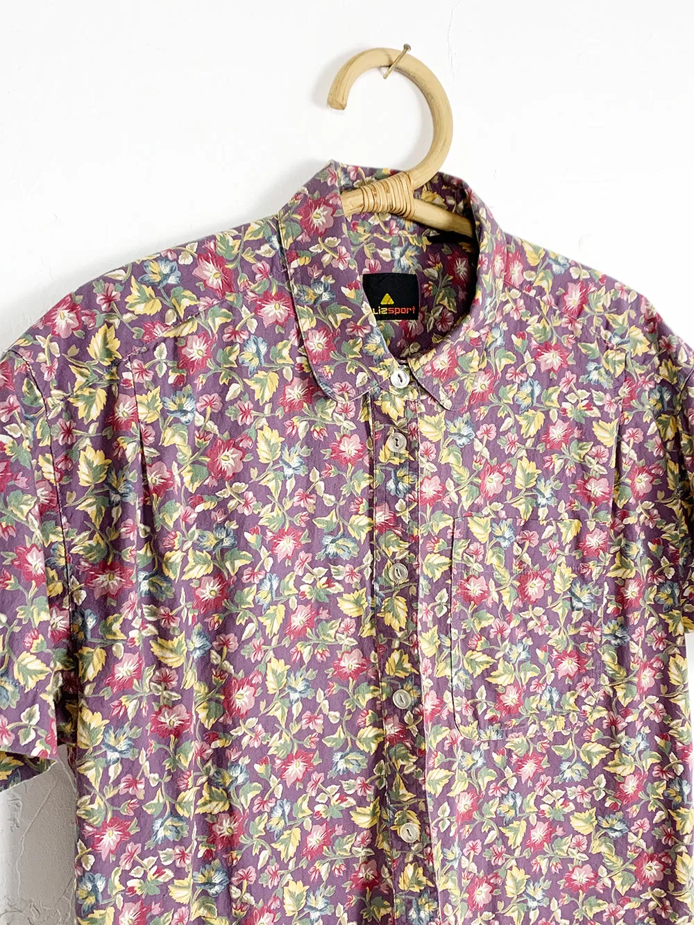 LizSport Purple Floral Cotton Button Up