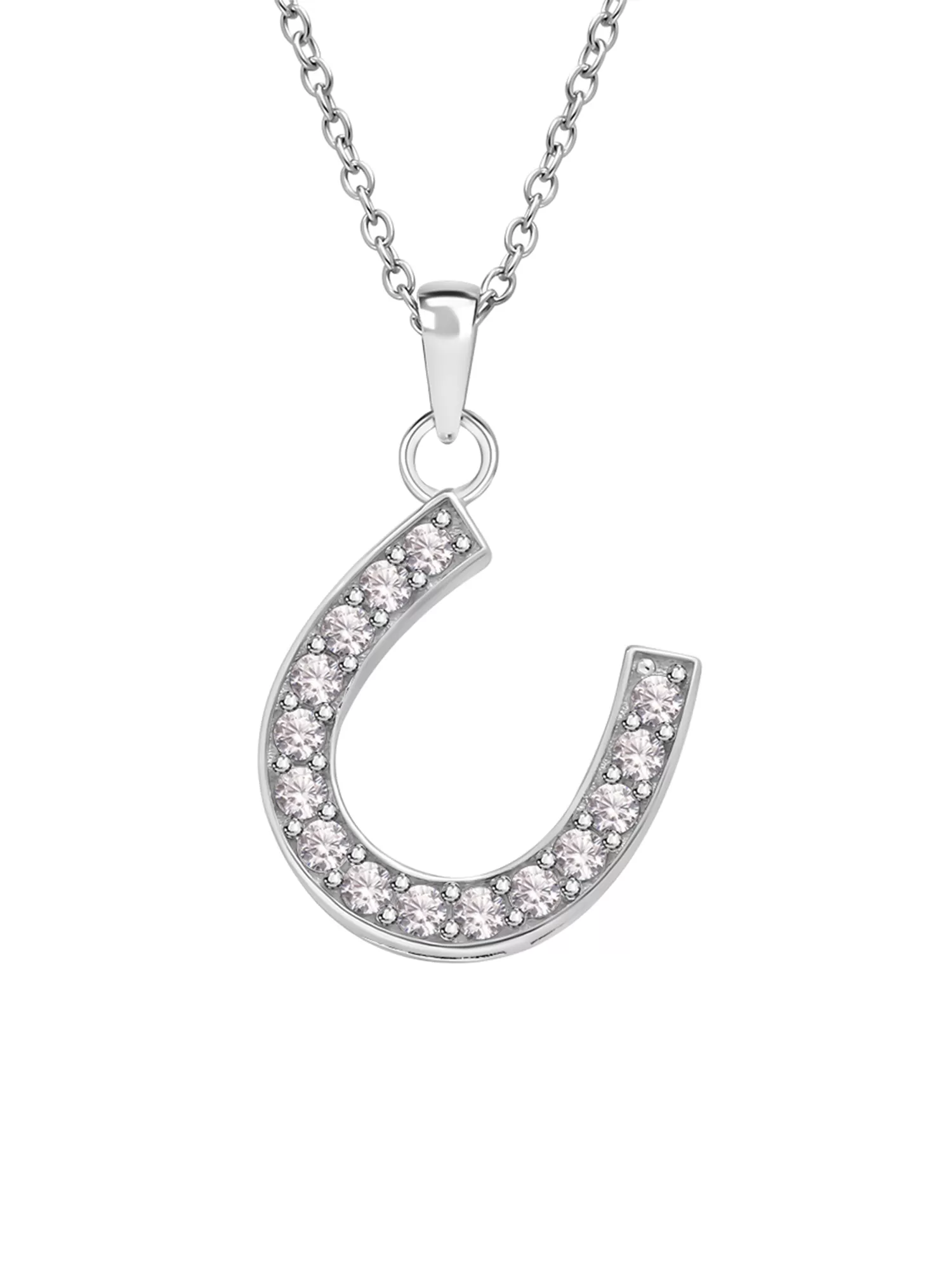 Lucky Horseshoe Pendant With Chain In 925 Silver