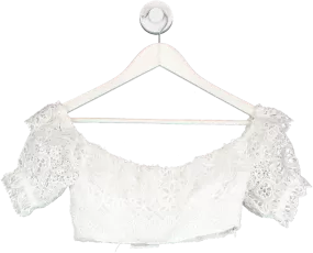 Majorelle White Lace Off The Shoulder Crop Top UK XS