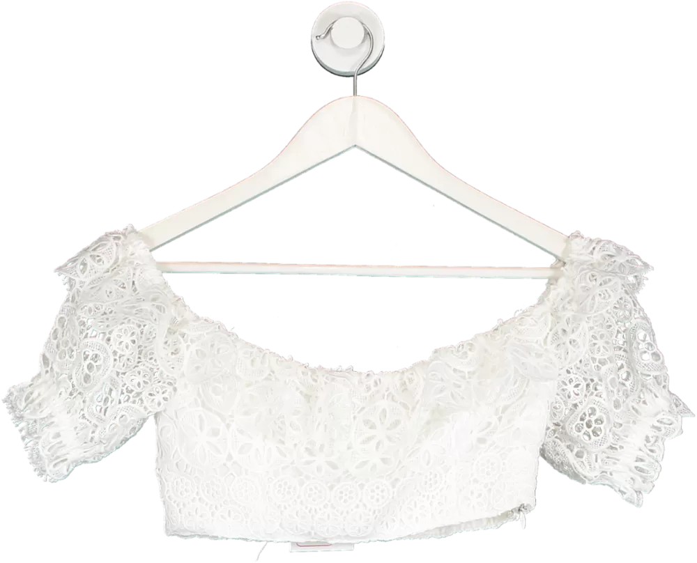 Majorelle White Lace Off The Shoulder Crop Top UK XS