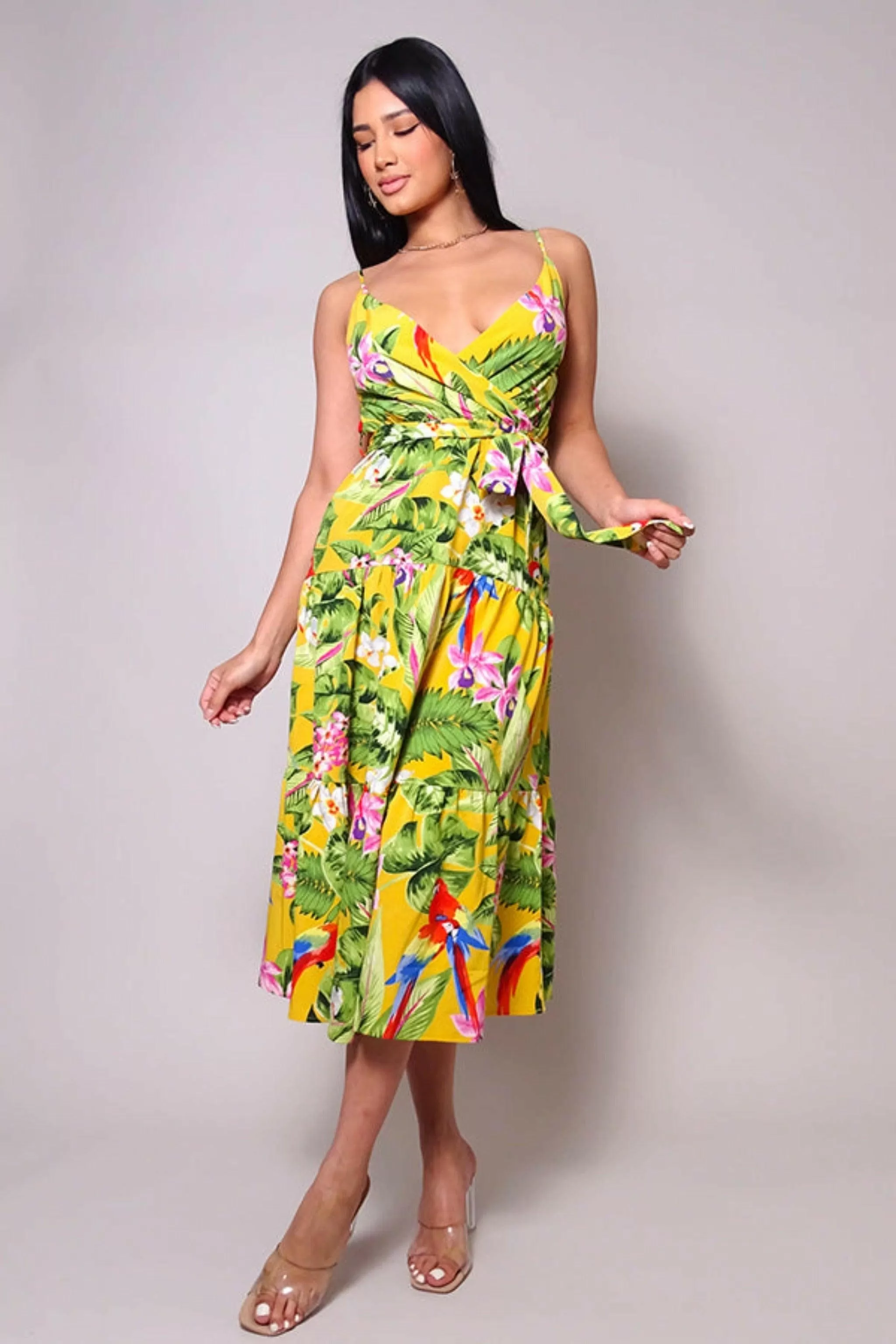 MAUI NIGHTS TROPICAL SUMMER MIDI DRESS