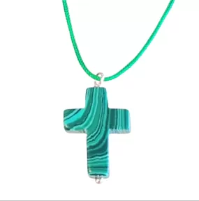 Melia Malachite Green Cross necklace