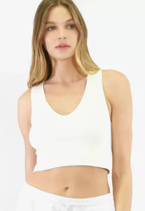 NIKIBIKI - Plunge V-Neck Crop Top White