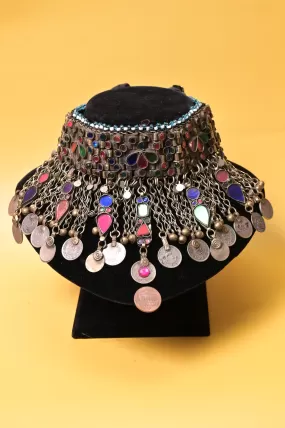 Old Silver Metal Pure Afghani Jhanjhariya Choker Necklace Set