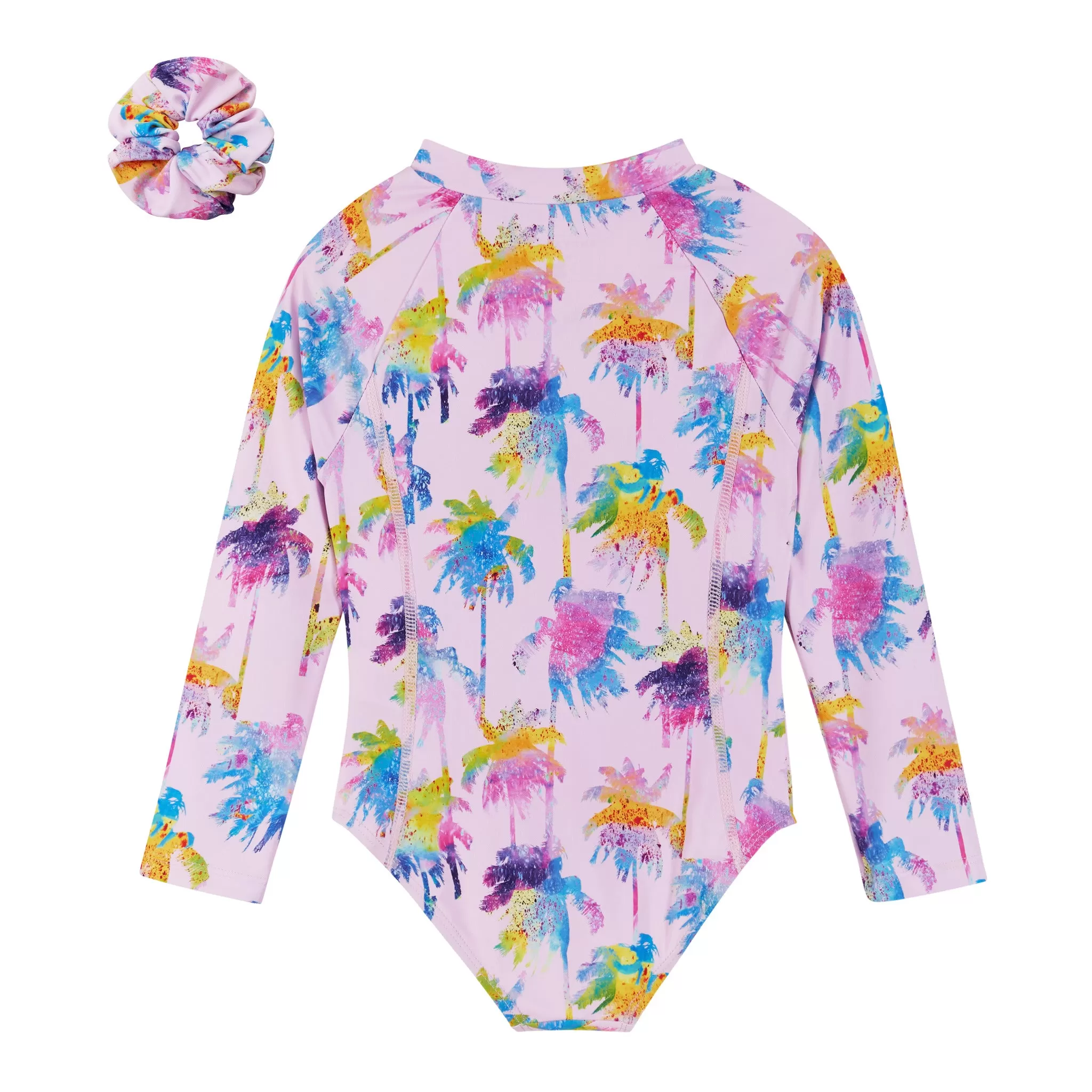 Palm Tree Print Rashguard One-Piece