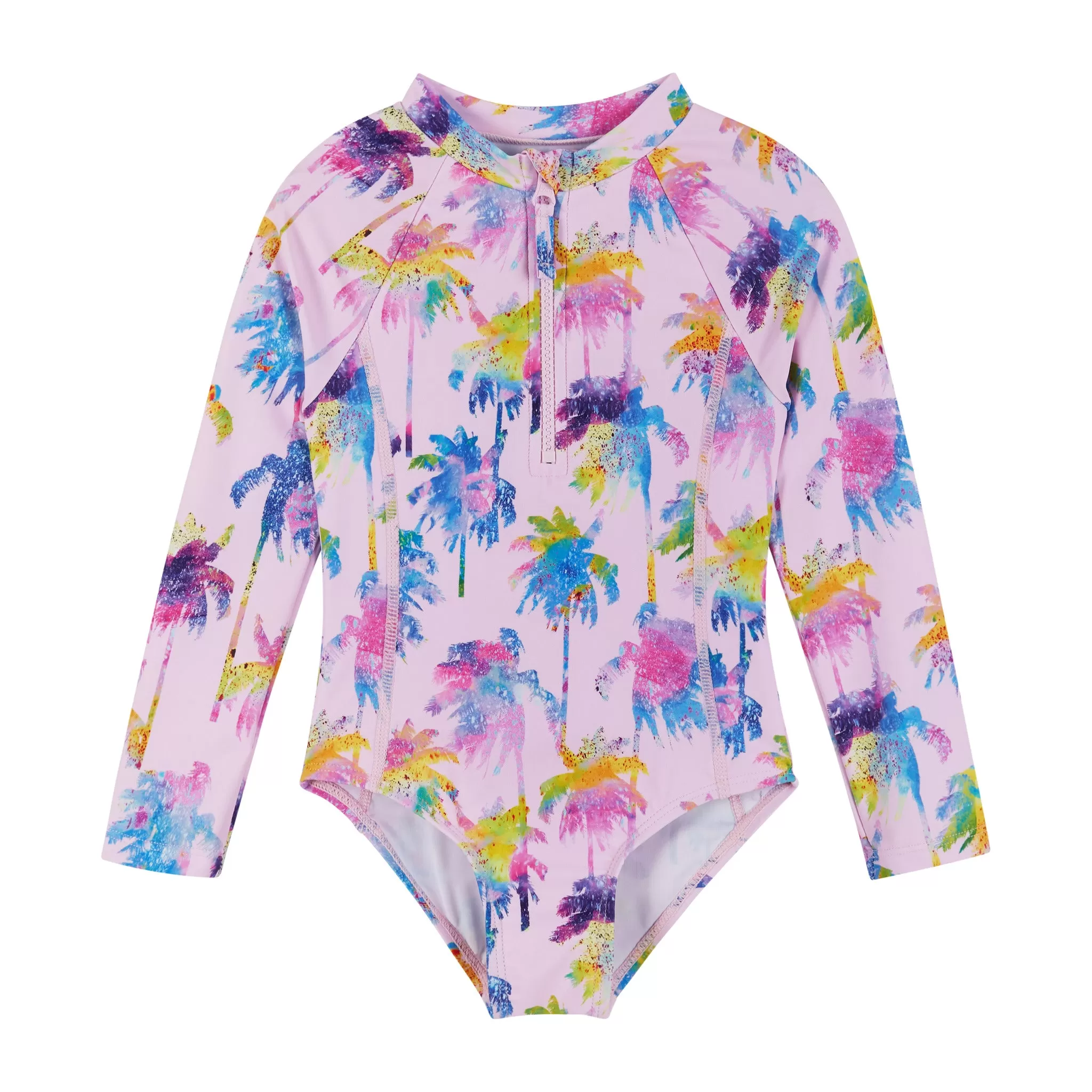 Palm Tree Print Rashguard One-Piece