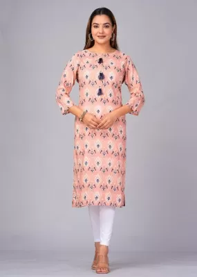 Peach Imported Rayon Straight Kurti 1PC