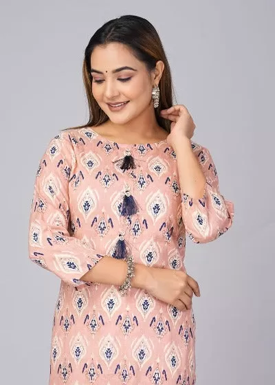 Peach Imported Rayon Straight Kurti 1PC