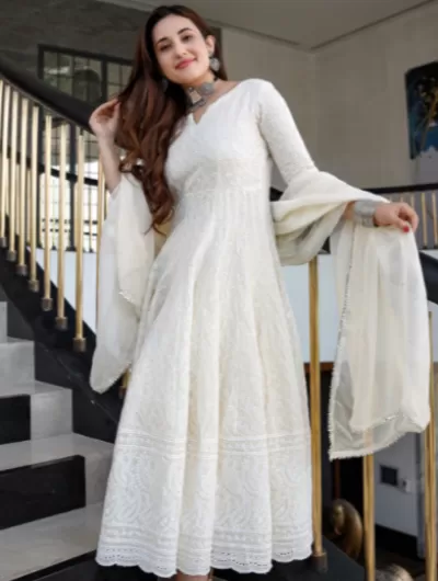 Pearl Ivory Anarkali Kurti Dupatta UK Next Day