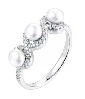 Pearl Past Present Future Silver Ring