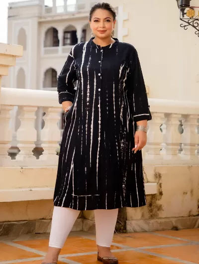 Plus Size Black Tye Dye Kurti