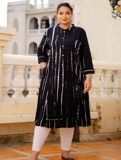 Plus Size Black Tye Dye Kurti