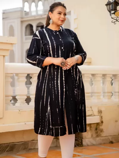 Plus Size Black Tye Dye Kurti