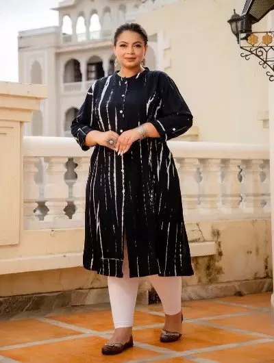 Plus Size Black Tye Dye Kurti