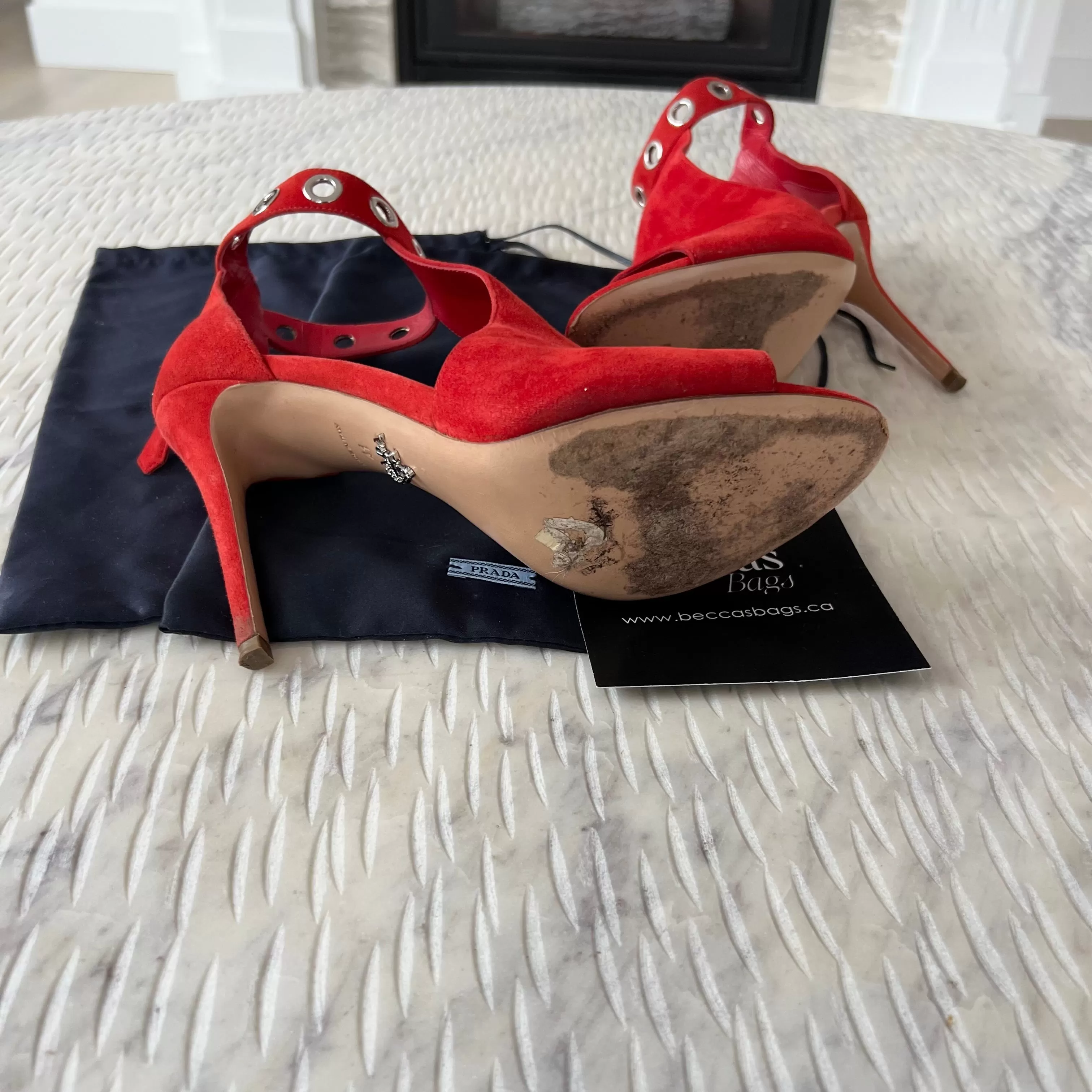 Prada Red Suede Heels