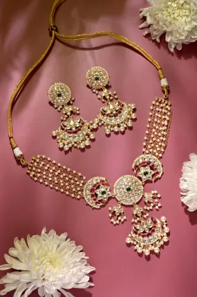 Princess Style Long Collar Kundan Necklace Set