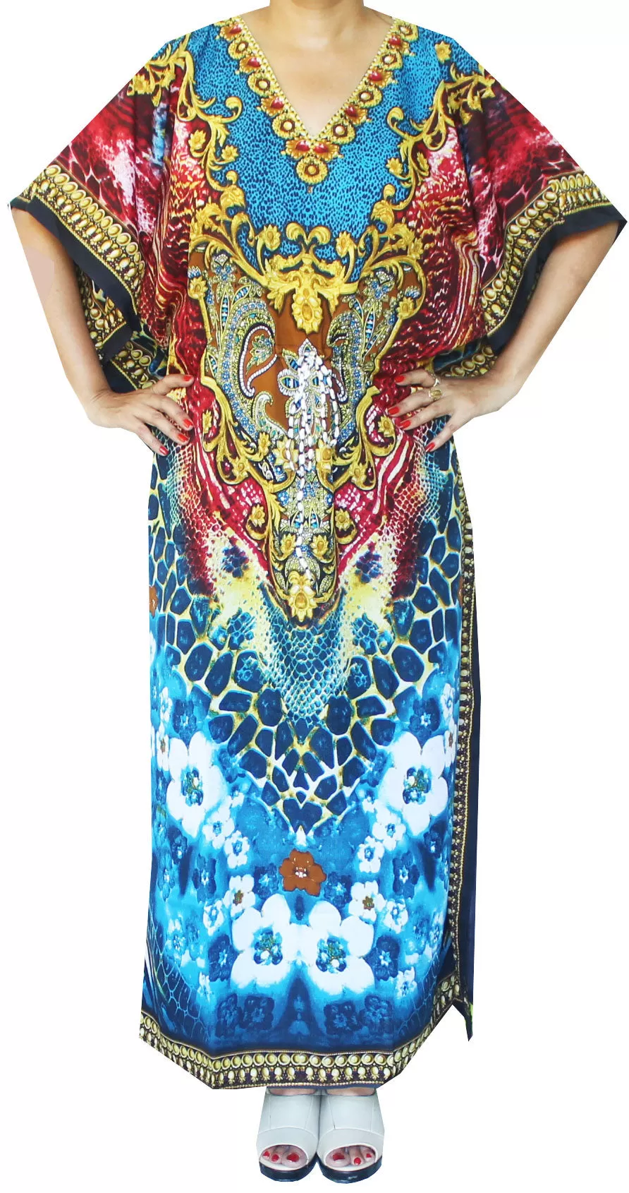 Printed Womens Caftan Loungewear Evening Dress