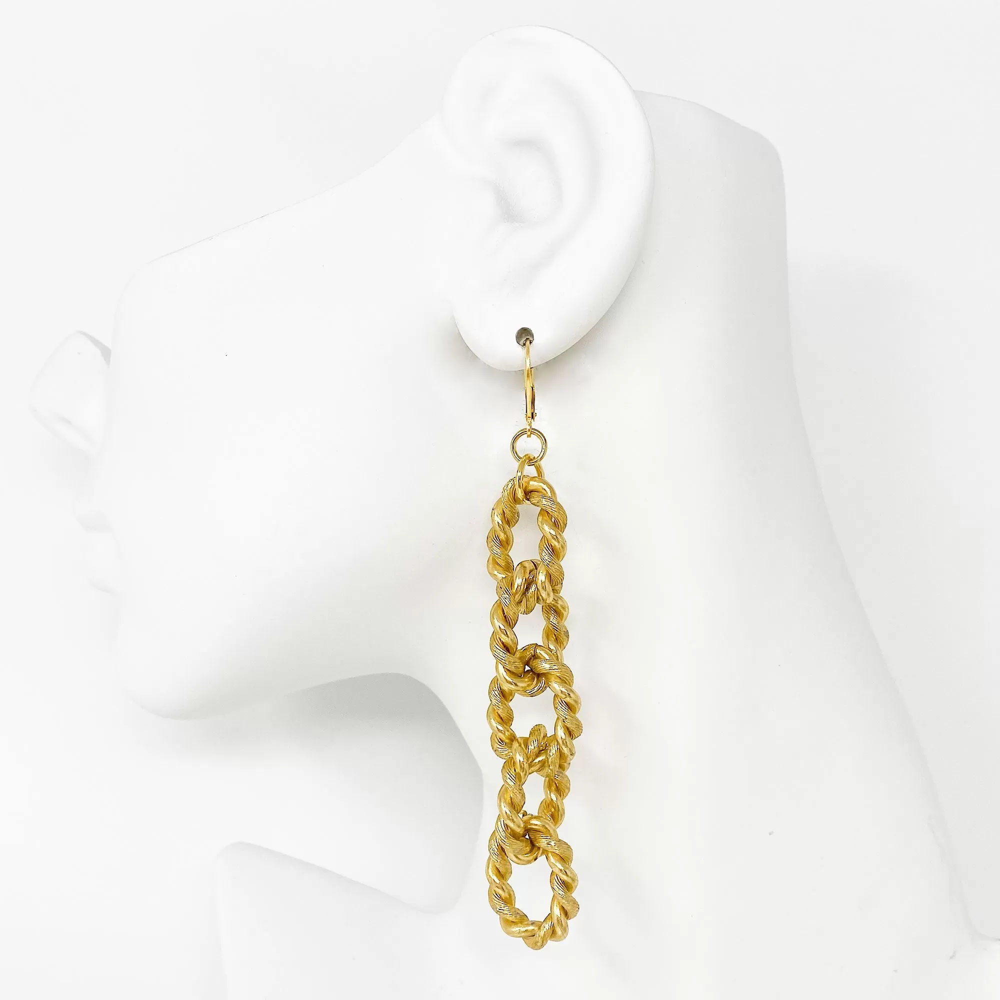 REYES statement gold chain earrings