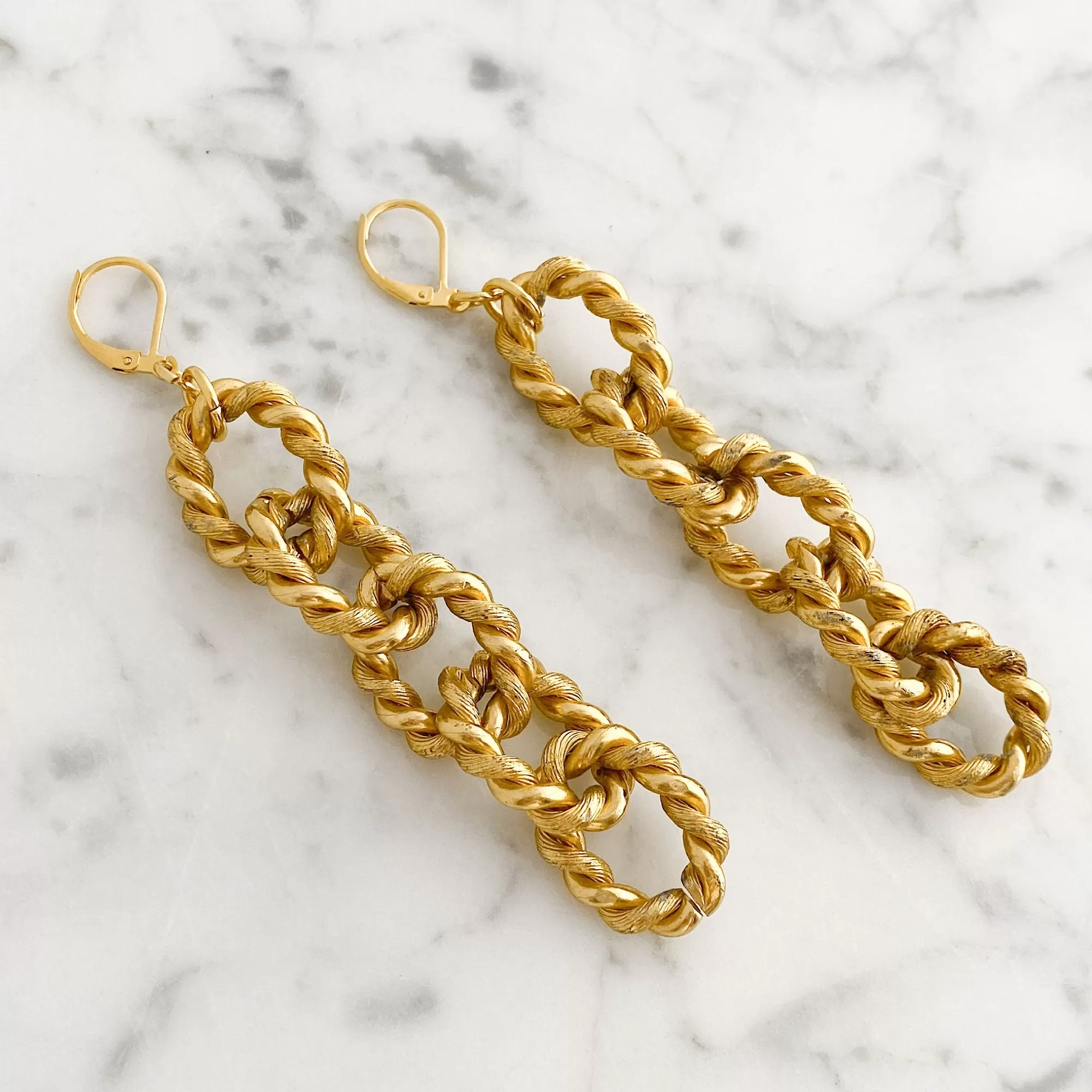 REYES statement gold chain earrings