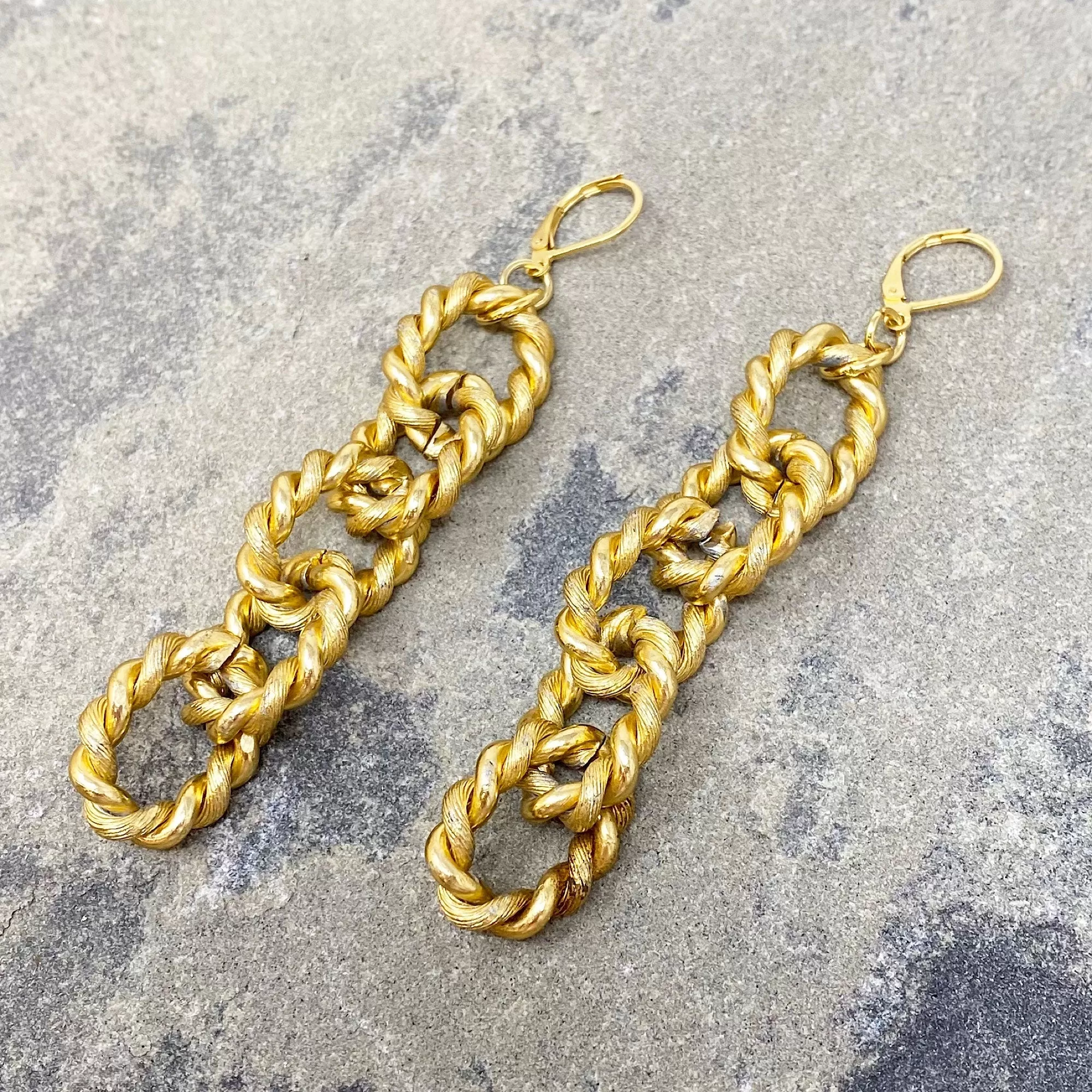 REYES statement gold chain earrings