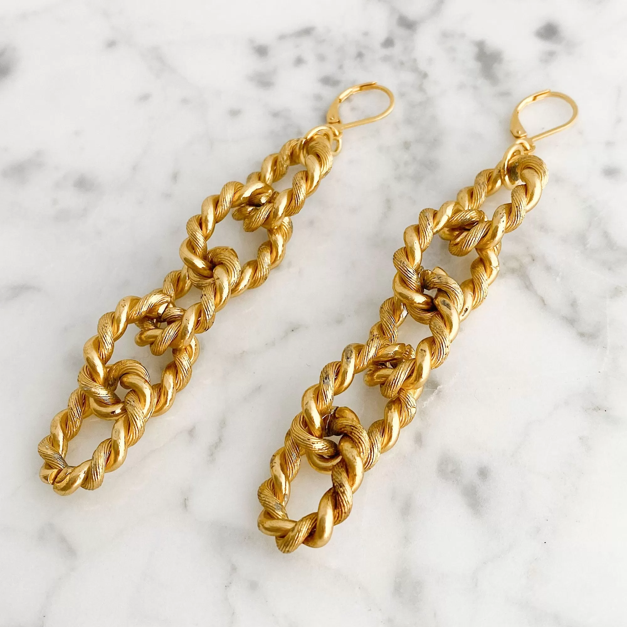 REYES statement gold chain earrings